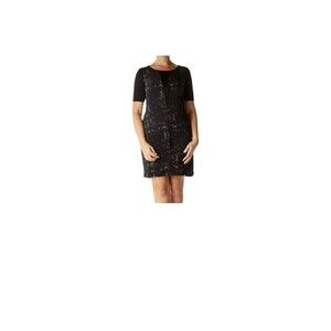 Elie Tahari Splatter Print Dress with Mesh and Zipper Accents - Small